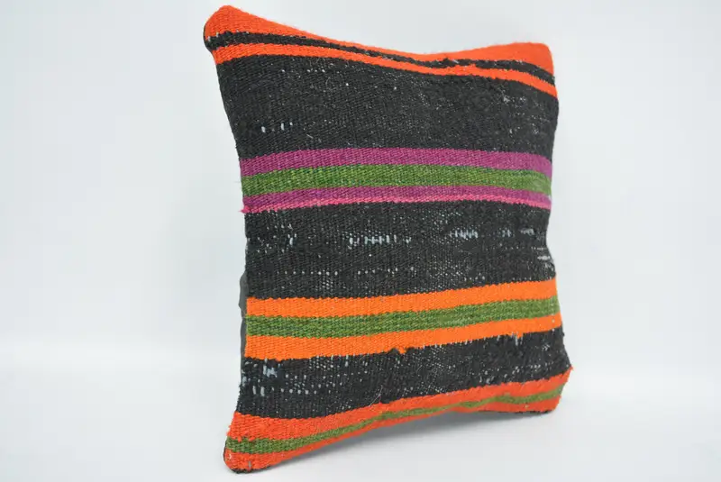 12x12 Inch Embroidered Geometric Pillow, Handmade Cotton Throw Pillow - 3