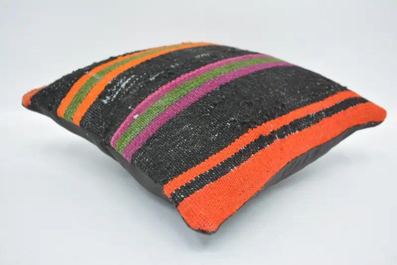 12x12 Inch Embroidered Geometric Pillow, Handmade Cotton Throw Pillow - 6