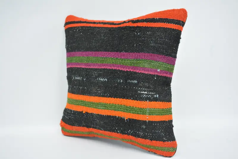 12x12 Inch Embroidered Geometric Pillow, Handmade Cotton Throw Pillow - 4