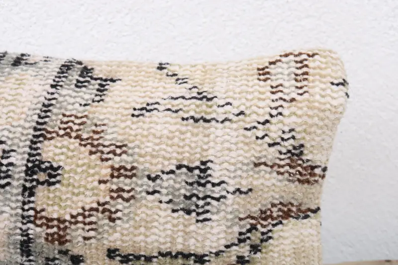 Meditation Pillow Cover, Home Decor Pillow, Cushion Cover, Southwestern Cushion, 8x16 Beige Cushion Case, Turkish Pillow, Vintage Kilim Throw Pillow - 5