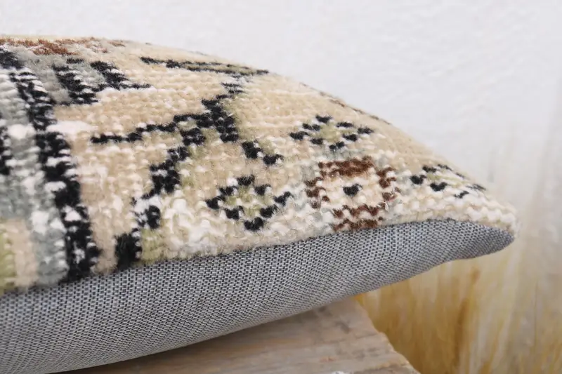 Meditation Pillow Cover, Home Decor Pillow, Cushion Cover, Southwestern Cushion, 8x16 Beige Cushion Case, Turkish Pillow, Vintage Kilim Throw Pillow - 6
