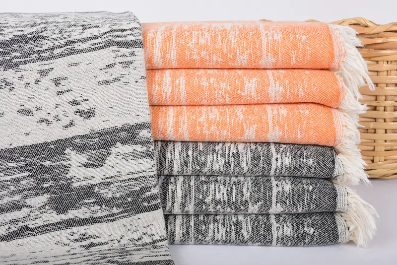 Personalized Beach Towel, 67x40 Inches, Organic Cotton, Black Patterned