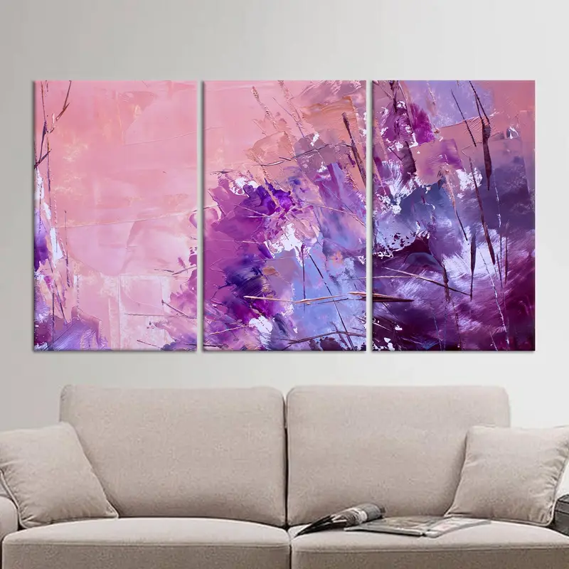 エレガントなピンクとパープルの現代的なキャンバスアートプリント