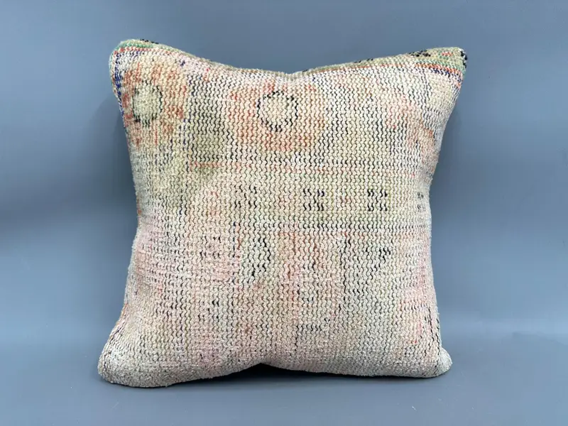 Lounge Throw Cushion Case, Pillow for Sofa, 18x18 Orange Cushion Case, Handmade Kilim Cushion, Pillow Cover, Vintage Kilim Pillow - 4