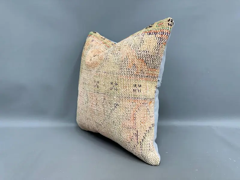 Lounge Throw Cushion Case, Pillow for Sofa, 18x18 Orange Cushion Case, Handmade Kilim Cushion, Pillow Cover, Vintage Kilim Pillow - 3