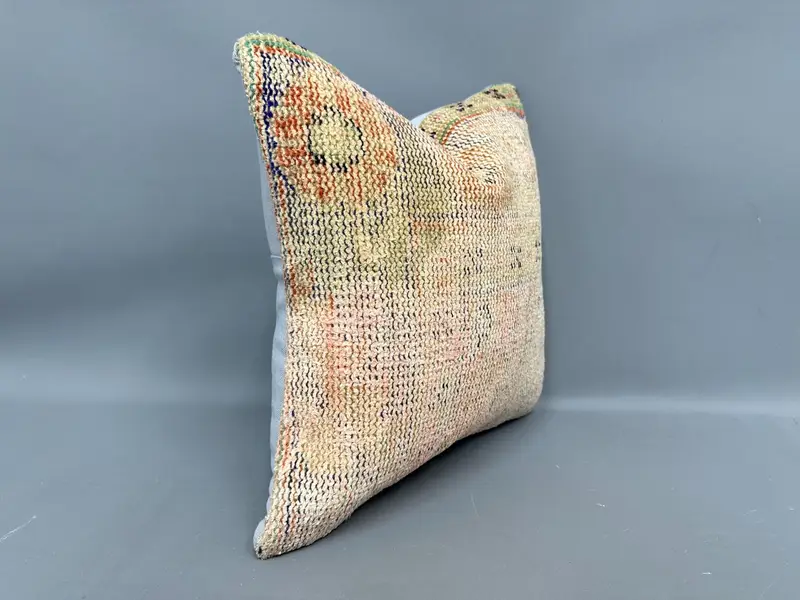 Lounge Throw Cushion Case, Pillow for Sofa, 18x18 Orange Cushion Case, Handmade Kilim Cushion, Pillow Cover, Vintage Kilim Pillow - 2