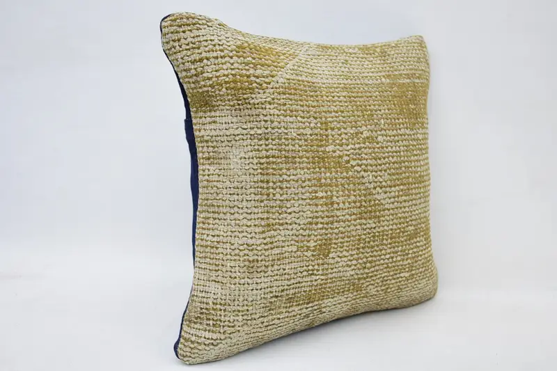 14x14 Beige Cushion, Knitted Cushion Case, Boho Pillow, Wool Kilim Pillow Pillow, Cushion Cover, Boho Pillow Sham Cover, Ethnical Kilim Rug Pillow - 2