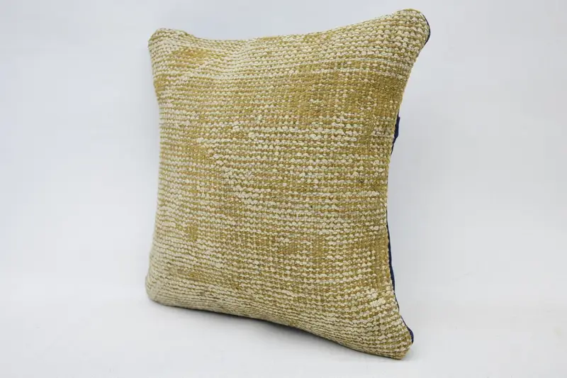 14x14 Beige Cushion, Knitted Cushion Case, Boho Pillow, Wool Kilim Pillow Pillow, Cushion Cover, Boho Pillow Sham Cover, Ethnical Kilim Rug Pillow - 3