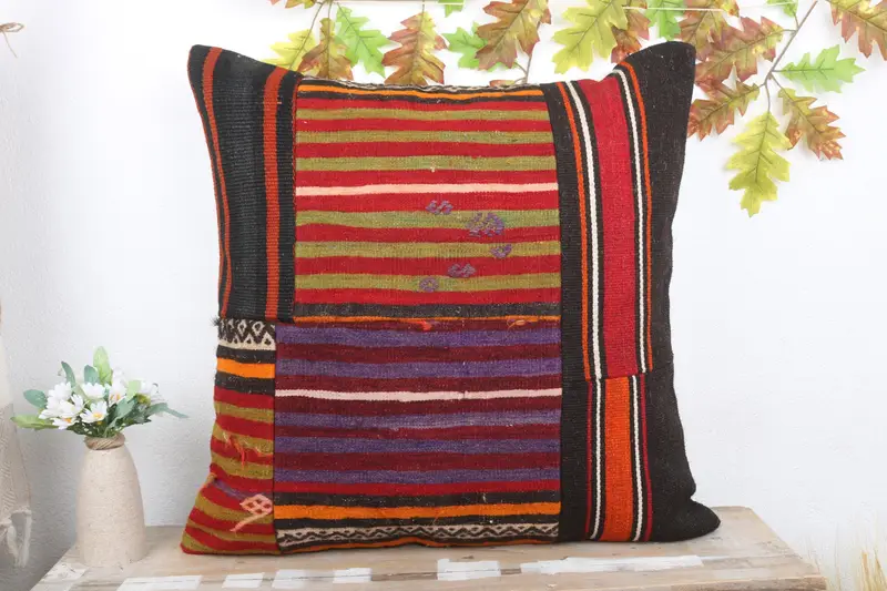 Vintage Pillow Cover, Turkish Kilim Pillow, Pillow Case, Muted Cushion, Boho Pillow, 24x24 Blue Pillow Sham, Gift Pillow, Patio Cushion Cover - 2