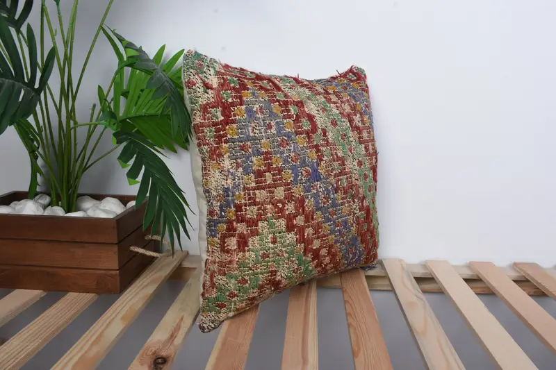 16x16 Red Pillow, Cotton Cushion Cover, Home Decor Pillow, Boho Pillow, Vintage Kilim Throw Pillow, Square Throw Pillow, Pillow Sham - 4