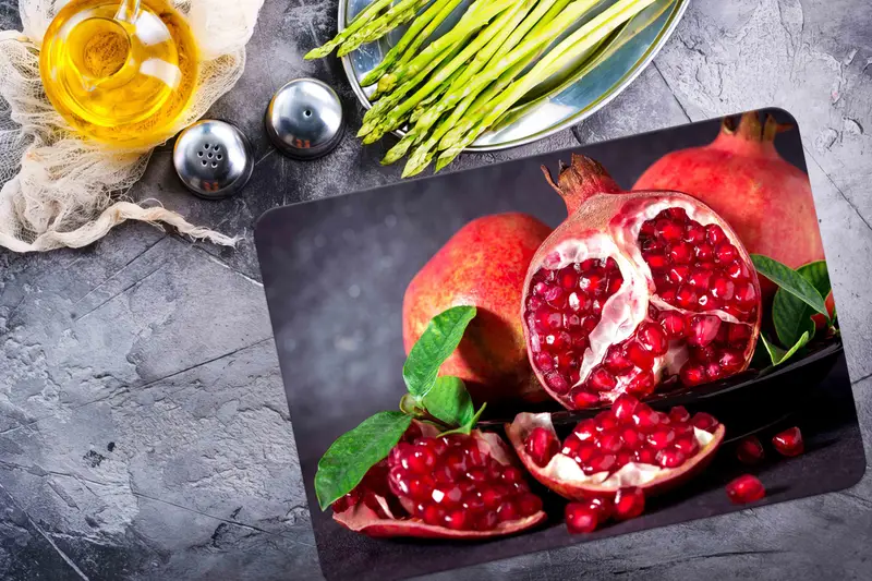 強化ガラスまな板 滑り止め足付き フルーツ柄