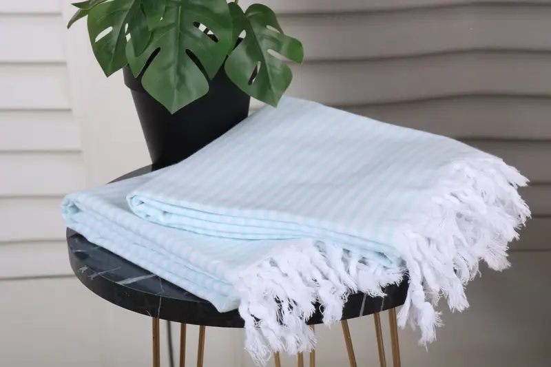 Anniversary Gift For Her, 68x36 Cotton Striped Towel, Organic Turkish towel, Soft towel, Fringed Turkish towel for poolside, Bachelorette Gifts - 3