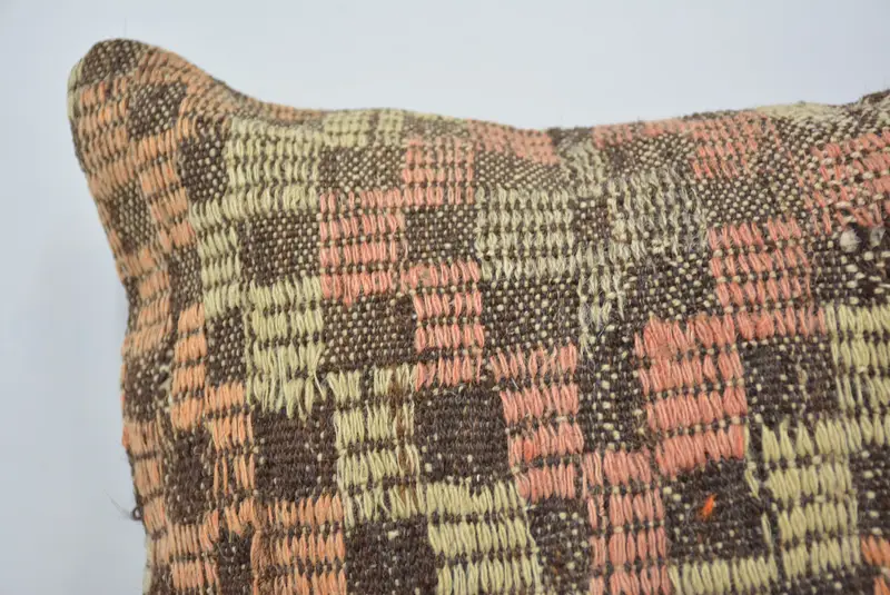 Turkish Kilim Pillow, Pillow Case, 16x16 Orange Cushion Cover, Turkish Pillow, Handmade Kilim Cushion, Handmade Throw Pillow - 2