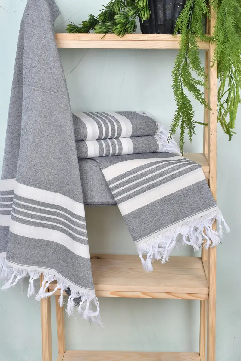 Turkish fouta towel for outdoor use, Gift For Mom, Personalized Turkish Towel, 70x40 Cotton Striped Towel, Lightweight Turkish towel, Thin towel - 6