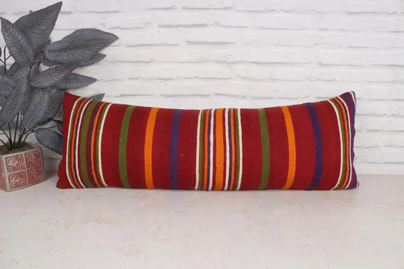 Pillow for Sofa, Turkish Rugs Pillow Cover, Cushion Case, Decorative Throw Pillow, Interior Designer Pillow, Pillow for Couch, 12x36 Red Cushion - 1