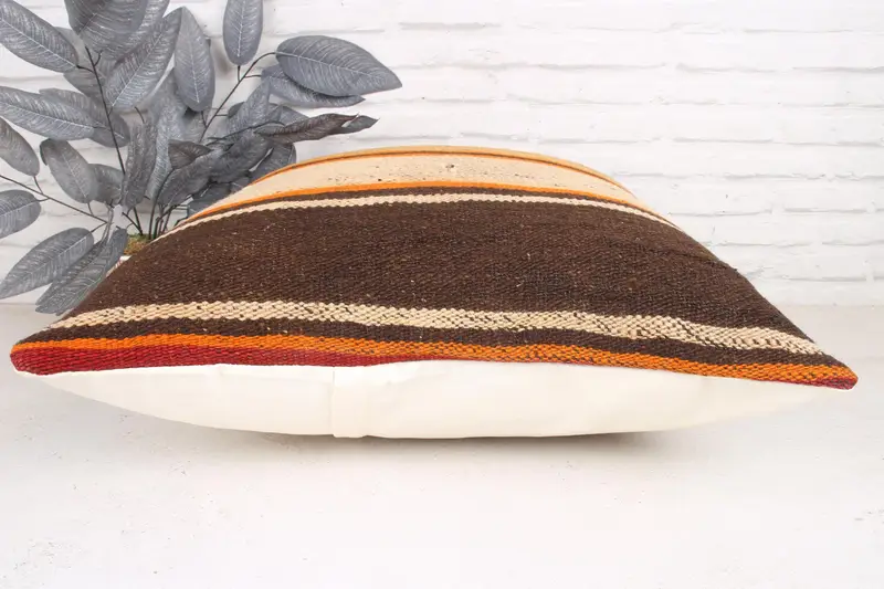 Natural Cushion Cover, Kilim Rug Pillow Sham, 24x24 Purple Cushion Case, Vintage Kilim Pillow, Throw Kilim Pillow, Kilim Cushion Sham, Pillow Case - 5