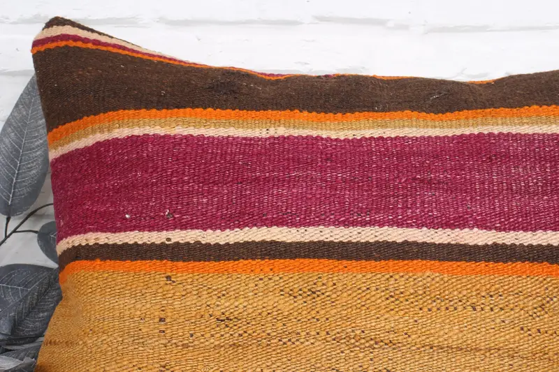 Natural Cushion Cover, Kilim Rug Pillow Sham, 24x24 Purple Cushion Case, Vintage Kilim Pillow, Throw Kilim Pillow, Kilim Cushion Sham, Pillow Case - 2
