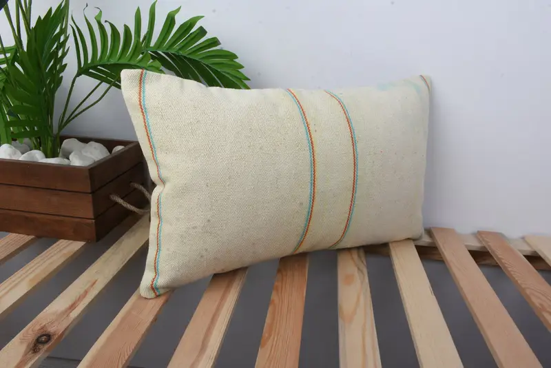 Kilim Cushion Sham, Vintage Kilim Pillow, Vintage Kilim Pillow Cushion, 12x20 Beige Cushion Case, Pillow Cover, Boho Pillow Sham Cover - 4