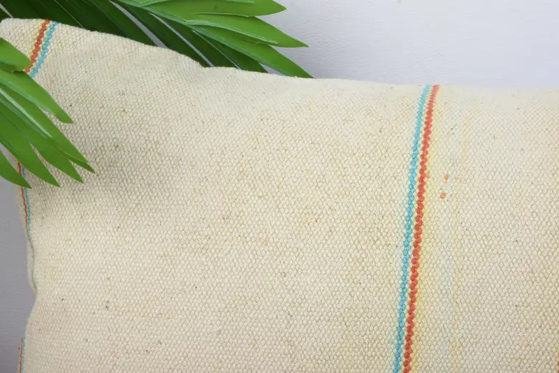 Kilim Cushion Sham, Vintage Kilim Pillow, Vintage Kilim Pillow Cushion, 12x20 Beige Cushion Case, Pillow Cover, Boho Pillow Sham Cover - 2