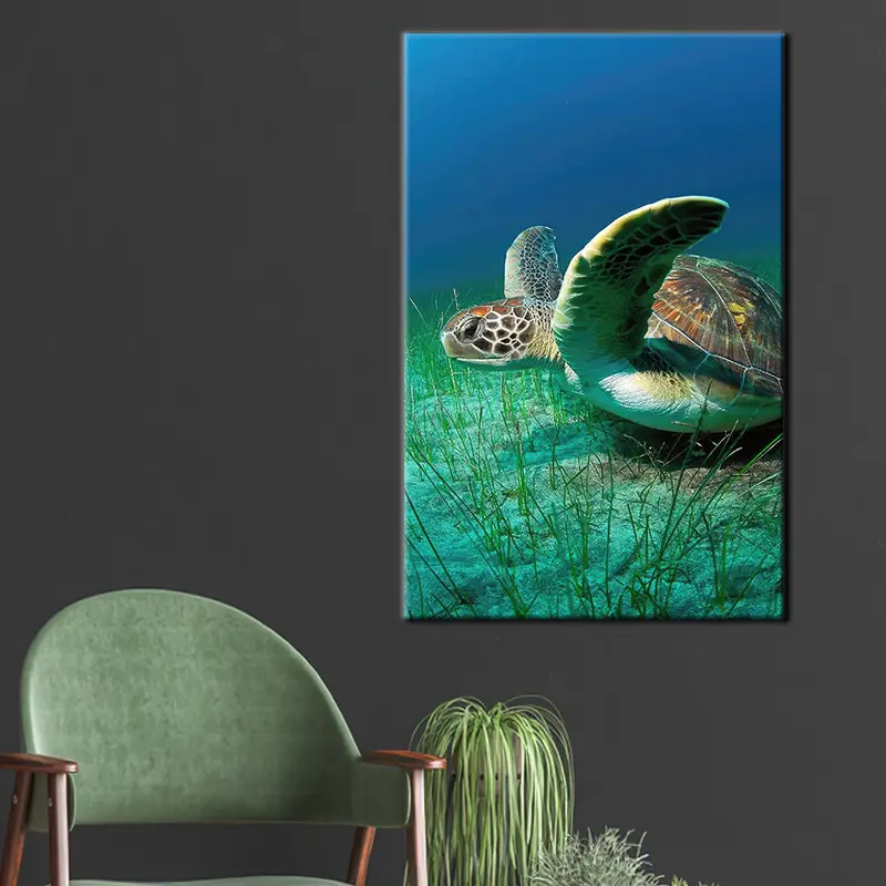 モダンなトロピカルタートルシーキャンバス - トレンディでエレガントな室内装飾