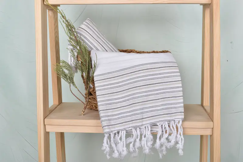 70x40 Cotton Striped Towel, Best Friend Gift, Gym Towel, House Warming Gift, Handmade Turkish hammam towel, Embroidered Towel, Bridesmaid Gift - 4