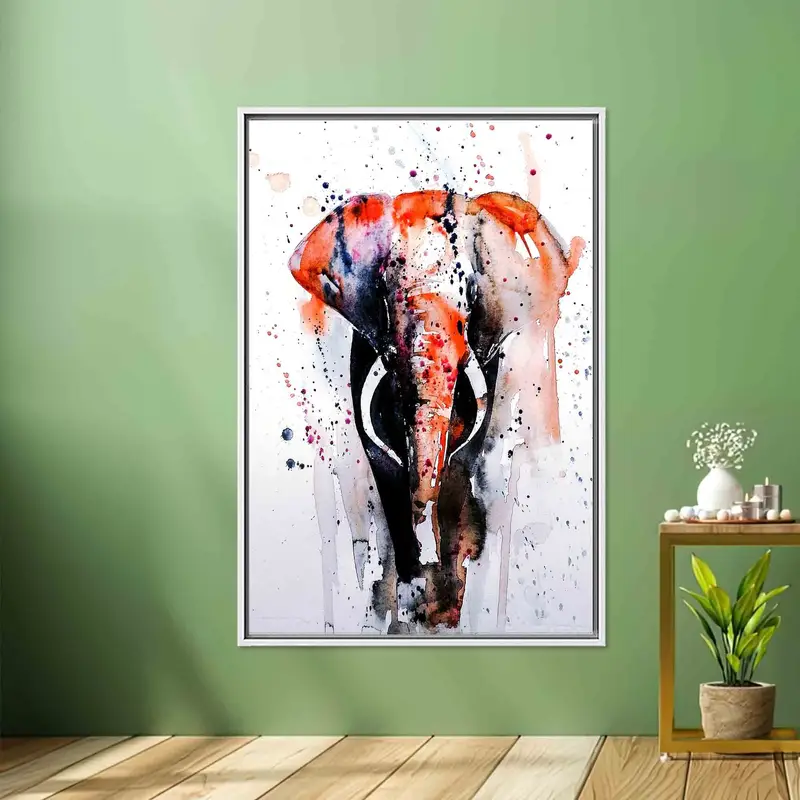 モダンなサファリ象のキャンバス: カラフル、抽象、現代アート