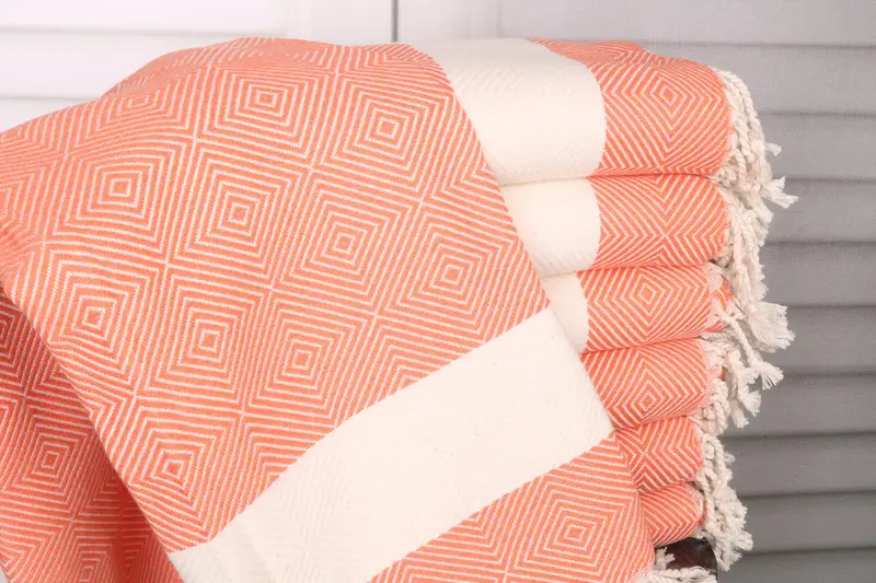 Bridesmaid Gift Towel Orange Cotton Diamond Towel, 40x79 Inches