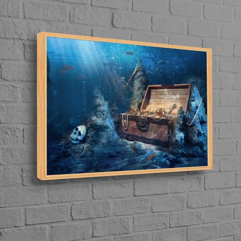 Çocuk Odası Dekoru için Modern Okyanus Korsan Hazinesi Kanvası