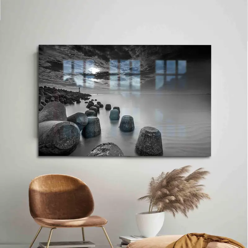 エレガントなプリント ガラス: オーシャン シースケープ スカイ ランドスケープ デザイン