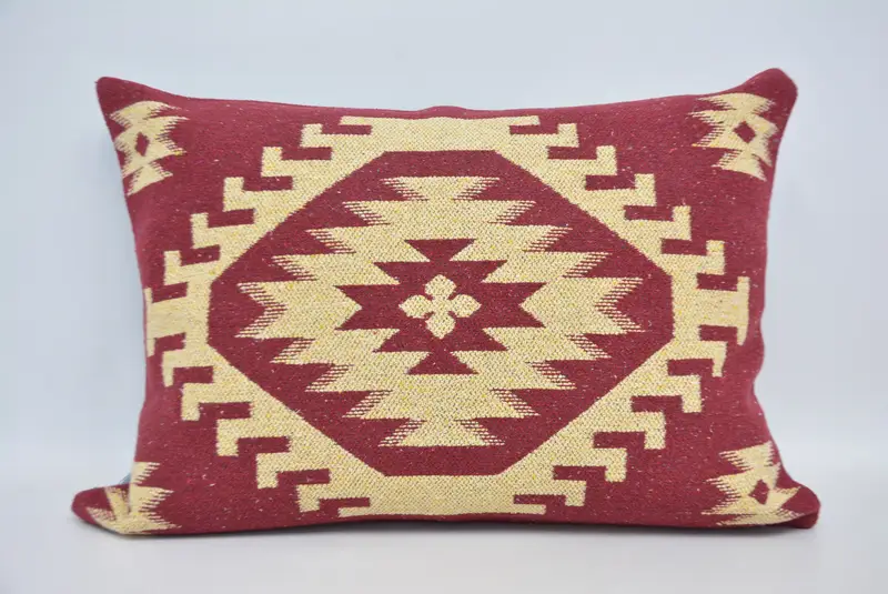 Morroccon Kilim Cushion Cushion Case, Pillow for Couch, Boho Pillow, Cushion Cover, Toss Pillow Cover, 20x28 Red Cushion, Turkish Kilim Pillow - 1