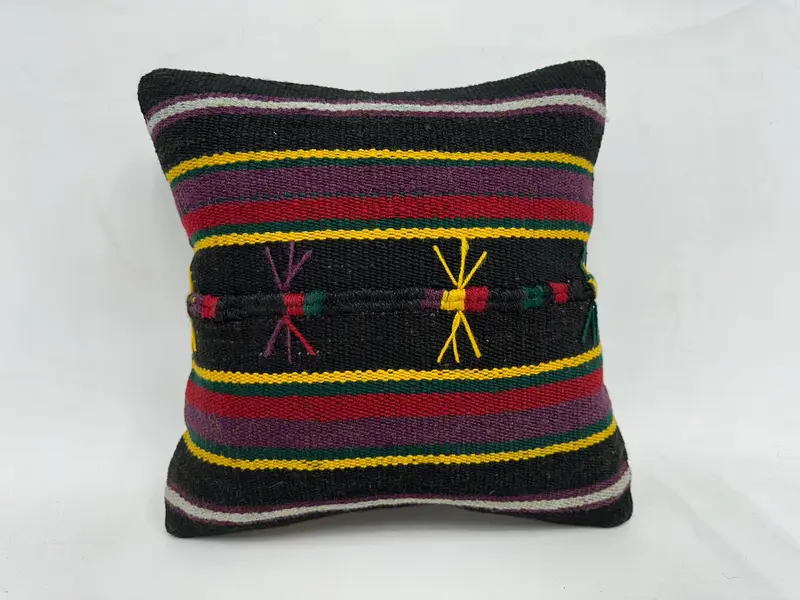 Cushion Cover, Turkish Kilim Pillow, Interior Designer Pillow, Yoga Cushion Case, 18x18 Brown Pillow, Boho Pillow Sham Cover, Authentic Pillow - 1