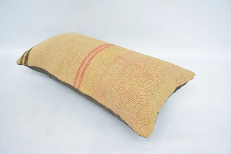 Cushion Case, Kilim Pillow, 12x24 Beige Cushion Cover, Turkish Pillow, Boho Pillow Sham Cover, Wool Kilim Pillow Cushion, Turkish Rugs Cushion Cover - 6