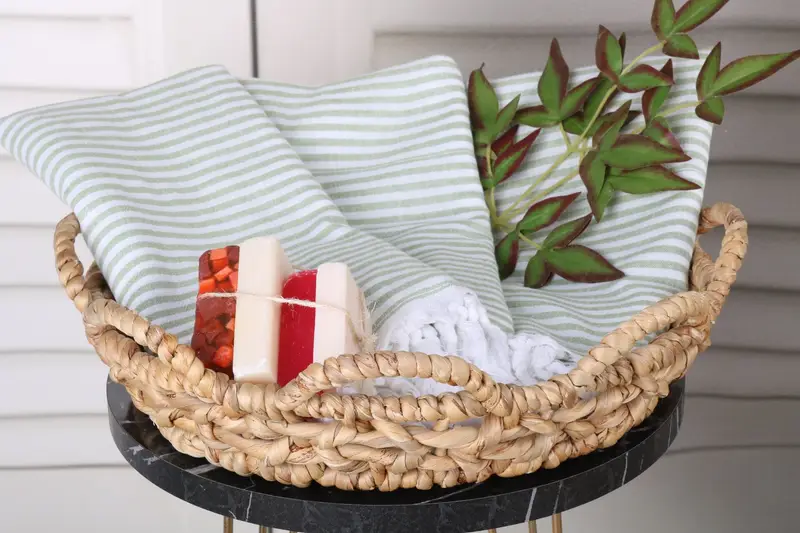 Sand-free peshtemal towel for the beach, Spa Towel, Fouta towel, Welcome Wedding Gift, Luxury towel, Custom Wedding Gift, 68x36 Cotton Striped Towel - 5