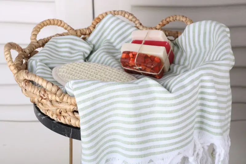 Sand-free peshtemal towel for the beach, Spa Towel, Fouta towel, Welcome Wedding Gift, Luxury towel, Custom Wedding Gift, 68x36 Cotton Striped Towel - 2