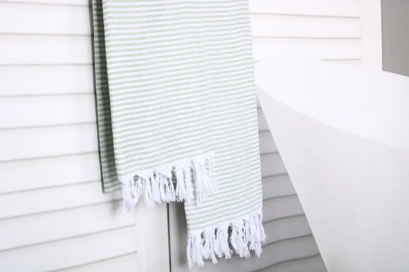 Sand-free peshtemal towel for the beach, Spa Towel, Fouta towel, Welcome Wedding Gift, Luxury towel, Custom Wedding Gift, 68x36 Cotton Striped Towel - 8