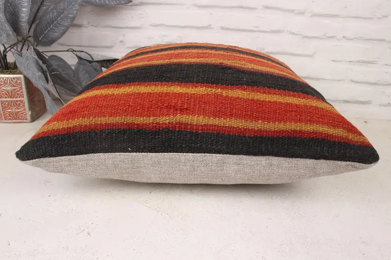Gift Pillow, Vintage Kilim Throw Pillow, Ethnic Cushion Case, Pillow Sham, 18x18 Red Pillow Cover, Kilim Pillow, Retro Throw Pillow Case - 5