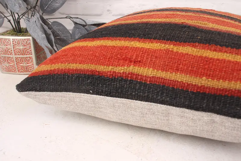 Gift Pillow, Vintage Kilim Throw Pillow, Ethnic Cushion Case, Pillow Sham, 18x18 Red Pillow Cover, Kilim Pillow, Retro Throw Pillow Case - 6