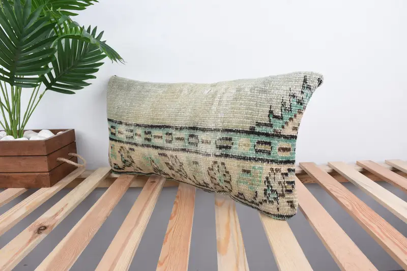 Pillow for Sofa, 12x24 Green Pillow Cover, Interior Designer Pillow, Vintage Kilim Throw Pillow, Luxury Pillow Case, Muted Pillow Case, Cushion - 5