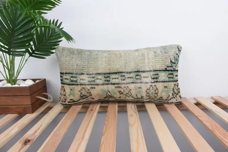 Pillow for Sofa, 12x24 Green Pillow Cover, Interior Designer Pillow, Vintage Kilim Throw Pillow, Luxury Pillow Case, Muted Pillow Case, Cushion - 1