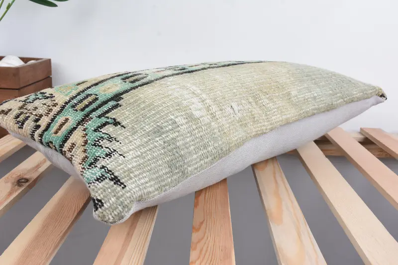 Pillow for Sofa, 12x24 Green Pillow Cover, Interior Designer Pillow, Vintage Kilim Throw Pillow, Luxury Pillow Case, Muted Pillow Case, Cushion - 6