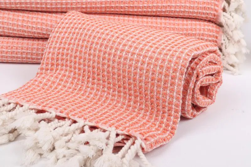 Turkish beach towel, 68x36 Cotton Waffle Towel, Peshtemal Towel, Cotton towel, Spa Towel, Boyfriend Christmas Gift, Bachelorette Towel, Yoga Towel - 4