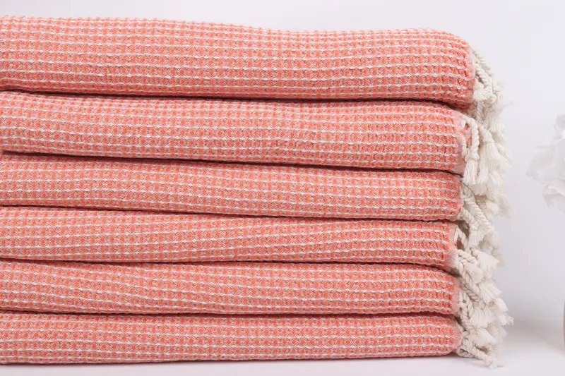 Turkish beach towel, 68x36 Cotton Waffle Towel, Peshtemal Towel, Cotton towel, Spa Towel, Boyfriend Christmas Gift, Bachelorette Towel, Yoga Towel - 3