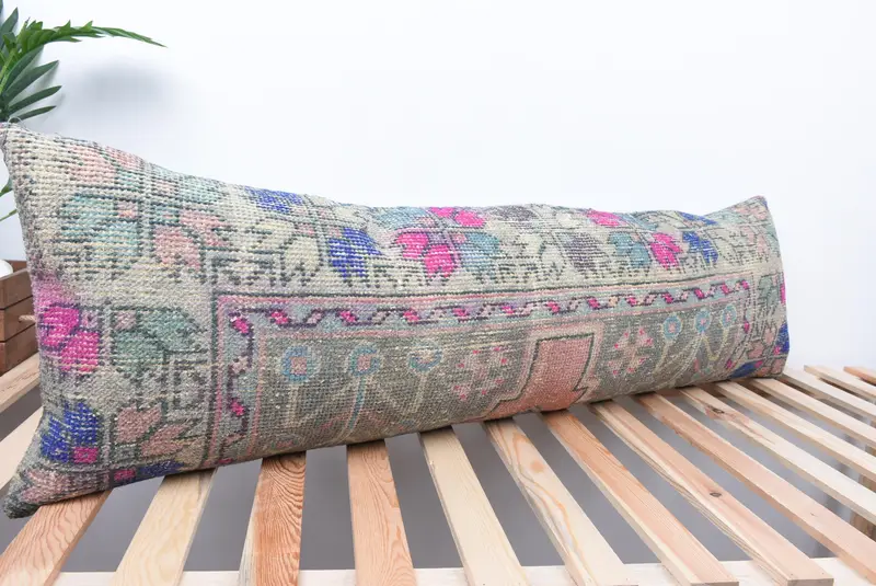 Living Room Throw Pillow, Turkish Pillow, Turkish Kilim Pillow, Turkish Bench Pillow, Cushion Case, 16x48 Green Cushion, Pillow for Couch - 4