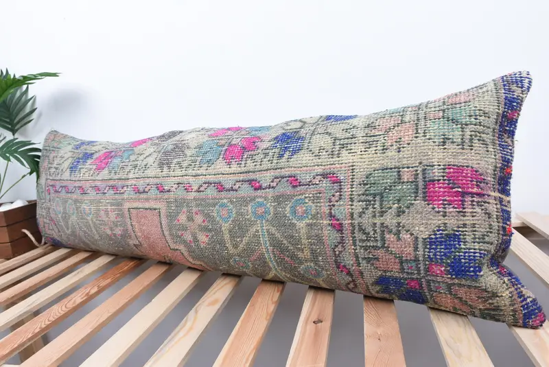 Living Room Throw Pillow, Turkish Pillow, Turkish Kilim Pillow, Turkish Bench Pillow, Cushion Case, 16x48 Green Cushion, Pillow for Couch - 5