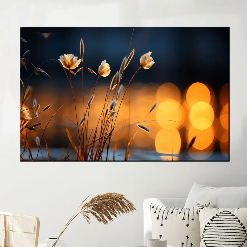 Elegant Yellow Flower Landscape Printed Canvas for Home Decor