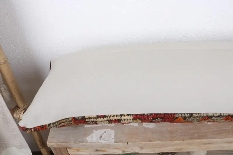 Bench Cushion Case, Pillow, Pillow for Couch, Vintage Kilim Throw Pillow, Crochet Pattern Pillow Sham, Vintage Kilim Pillow, 12x43 Red Pillow Cover - 7