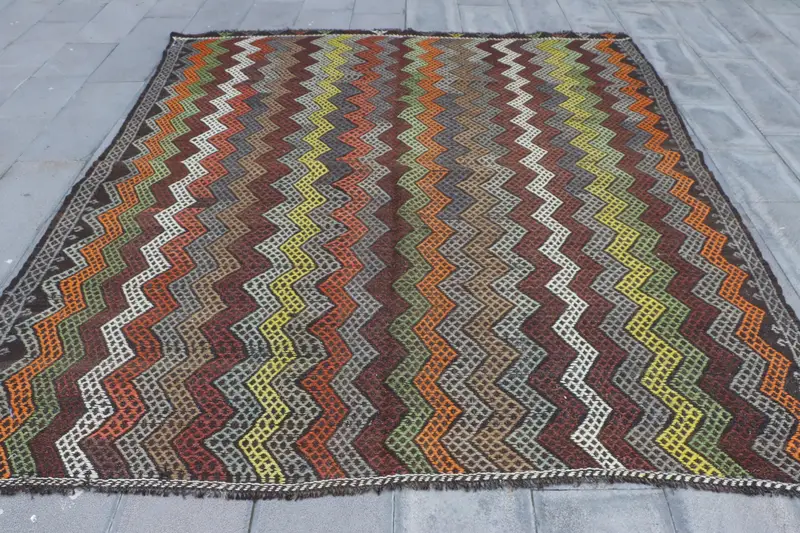 Purple Animal Print Rug, 7.5x8.5 ft with Yellow Accents