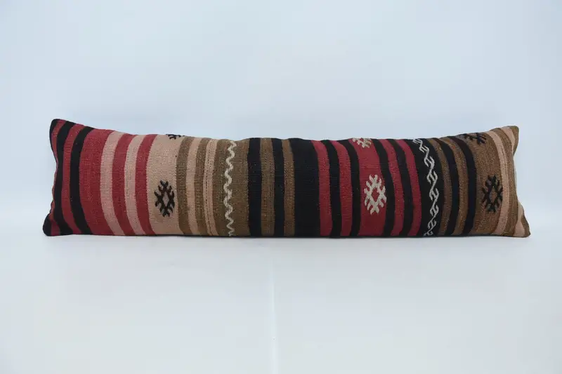 Pillow Sham, Throw Kilim Pillow, Anatolian Pillow, Home Decor Pillow, Traditional Cushion Case, 12x48 Brown Cushion, Kilim Pillow - 1