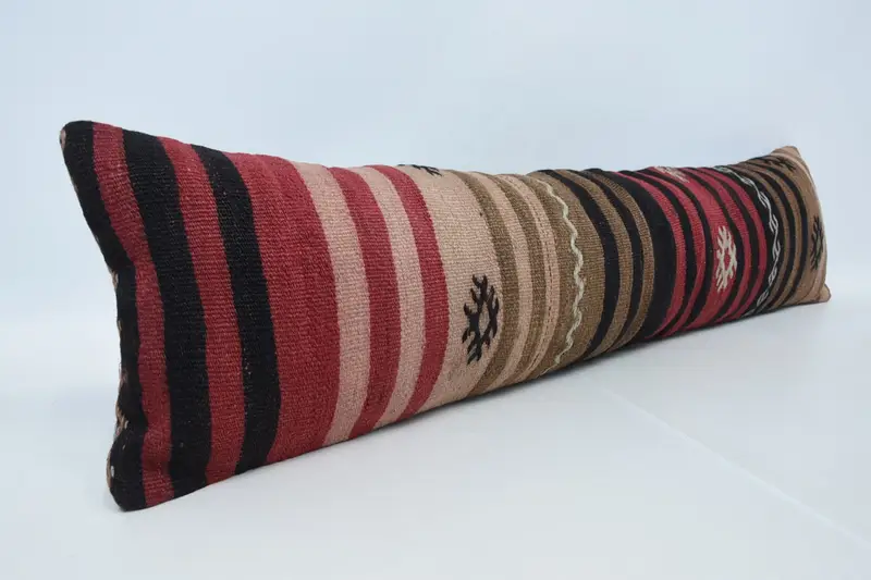 Pillow Sham, Throw Kilim Pillow, Anatolian Pillow, Home Decor Pillow, Traditional Cushion Case, 12x48 Brown Cushion, Kilim Pillow - 3
