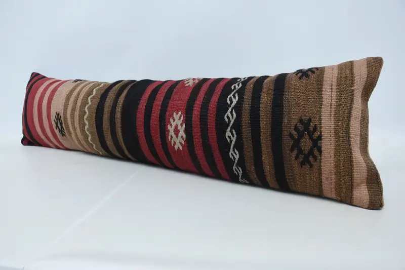 Pillow Sham, Throw Kilim Pillow, Anatolian Pillow, Home Decor Pillow, Traditional Cushion Case, 12x48 Brown Cushion, Kilim Pillow - 4